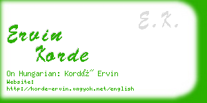 ervin korde business card